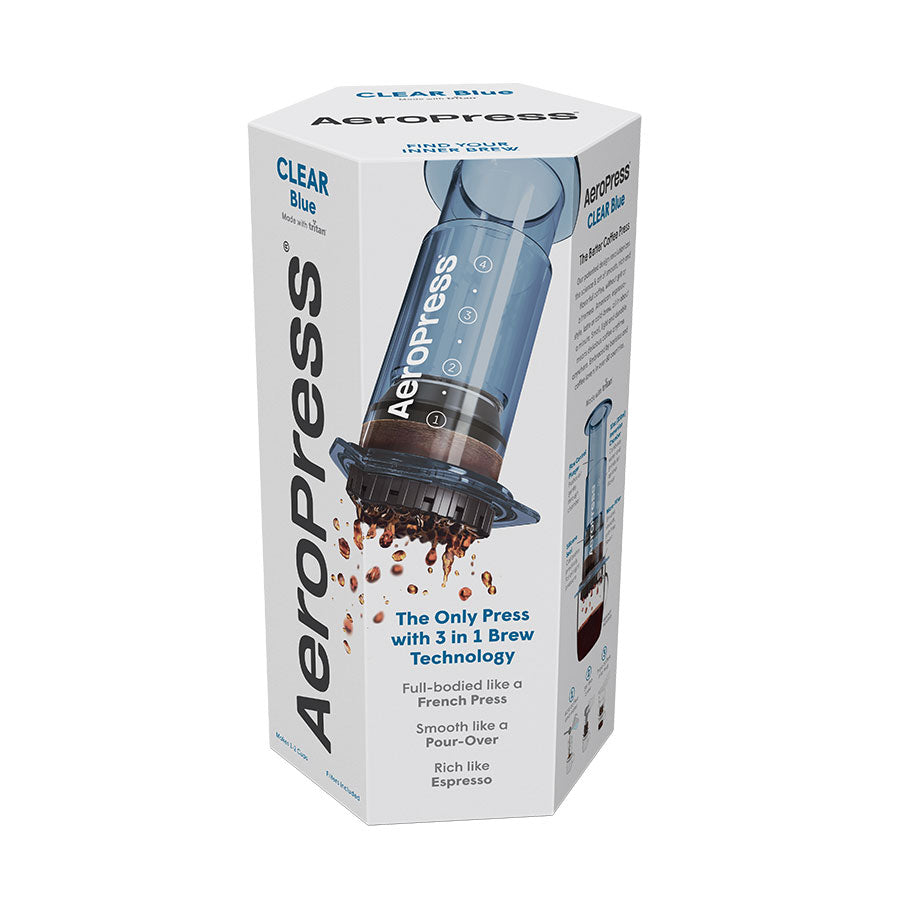 AeroPress Clear Kaffeebereiter Clear Blue, Verpackung