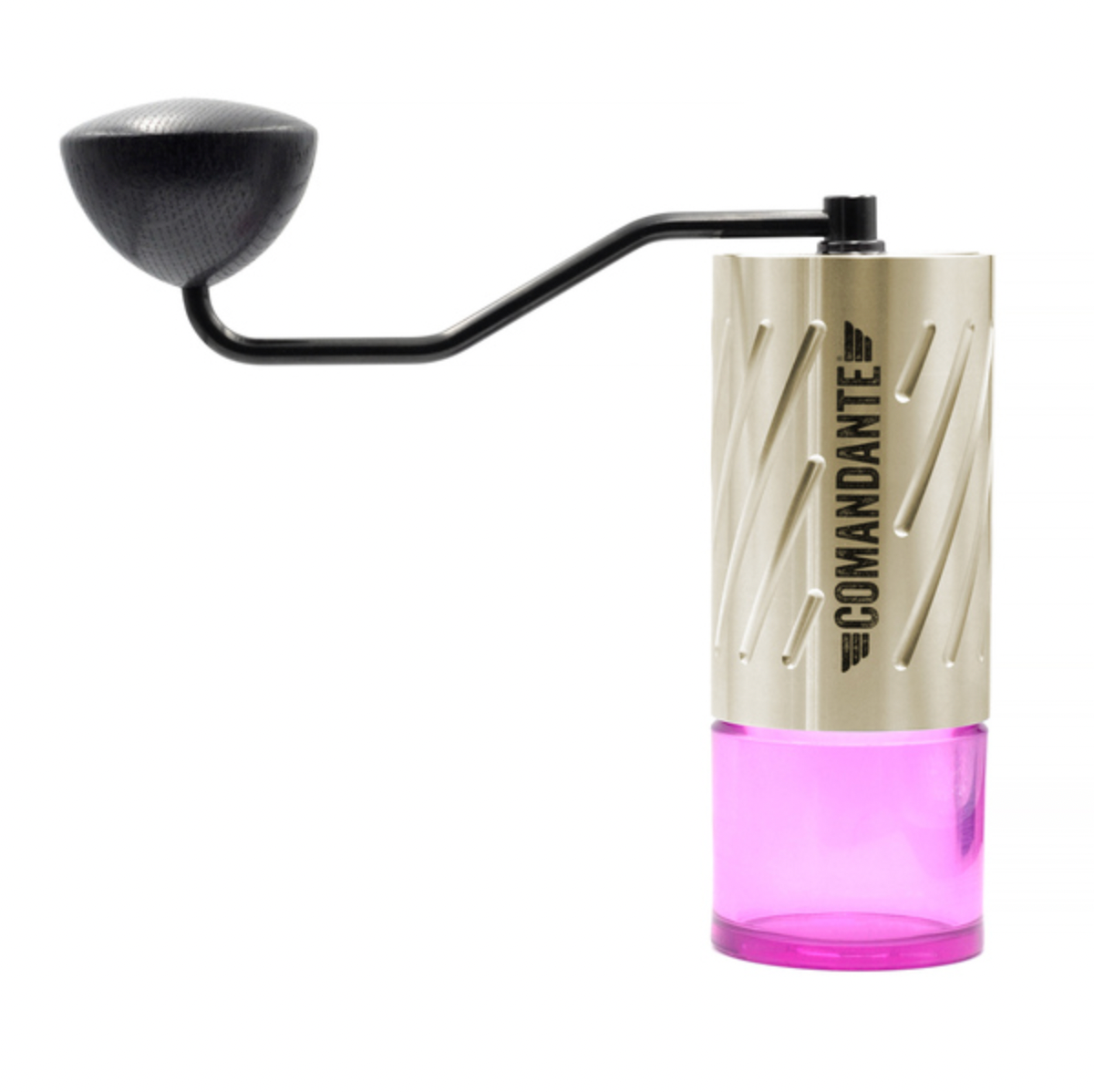 Comandante C60 Baracuda Handkaffeemühle Velvet Steel mit Bohnenbehälter in Pink