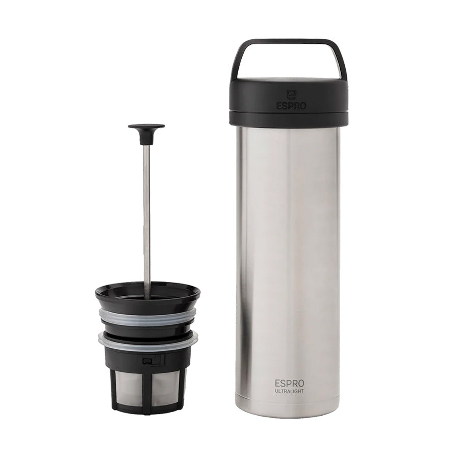 Espro P0 Ultralight Travel Coffee Press French Press für unterwegs, Brushed