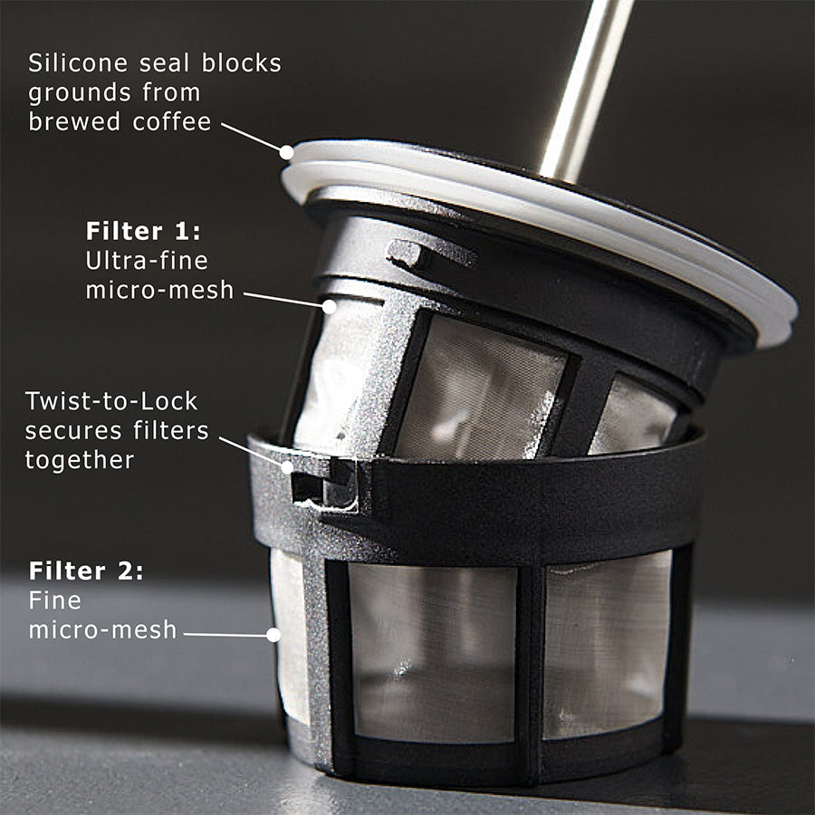 Espro P0 Ultralight Travel Coffee Press French Press für unterwegs, Aufbau Filter