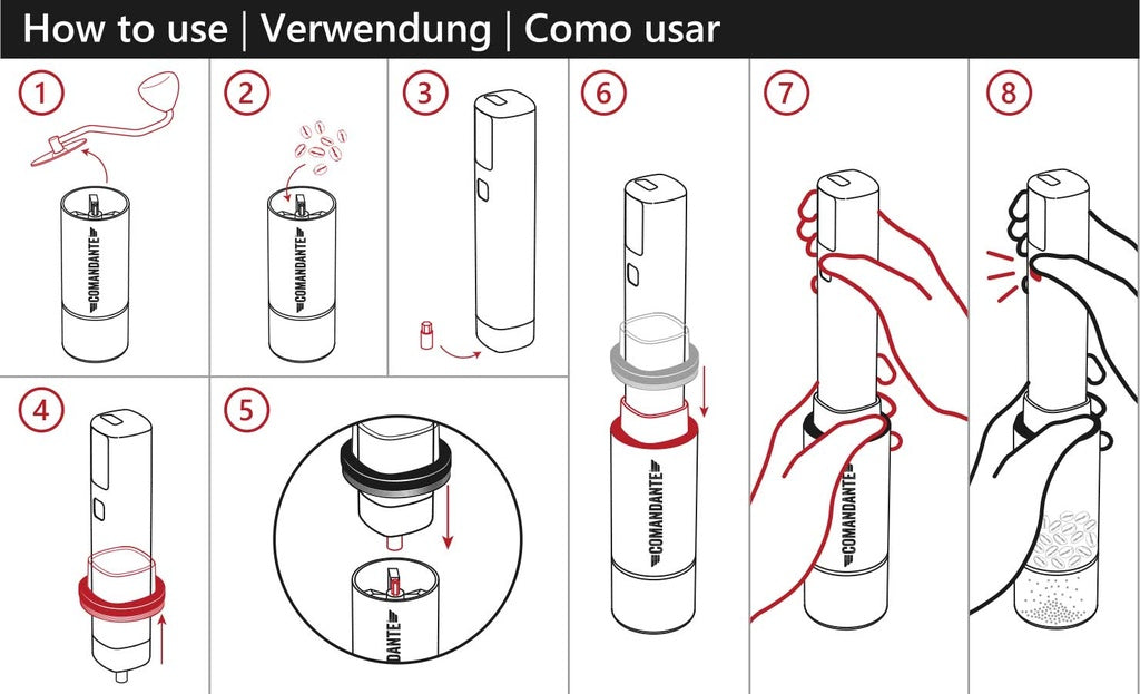 Hario Mobile Mill Stick + Comandante Adapter Anwendung